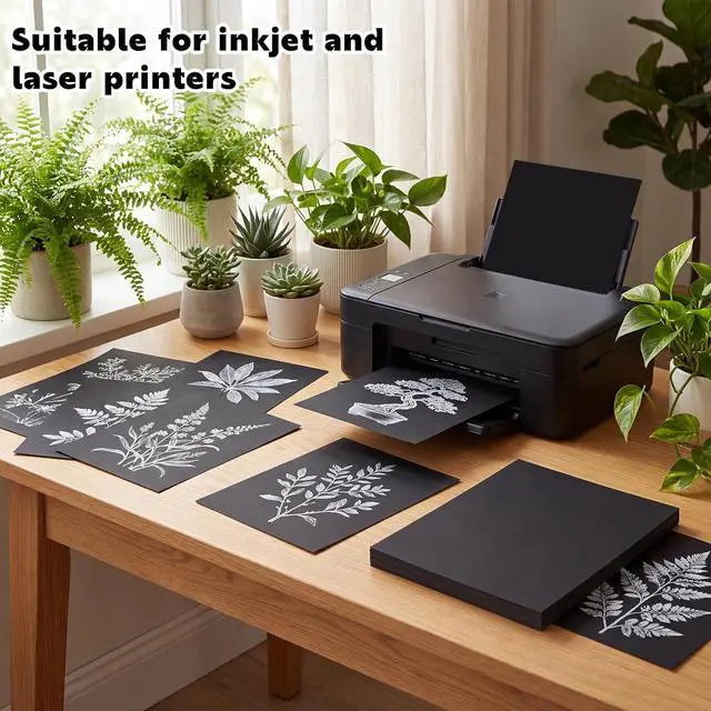 Alt view image 2 of 7 - Black Cardstock Paper Pad, 30 Sheets, 230Gsm, 8.3 x 11.7 in | Heavyweight Black Art Paper For Colored Pencils, Chalk, Gel Pens, Diy Crafts, Invitations, Sketches And Drawing