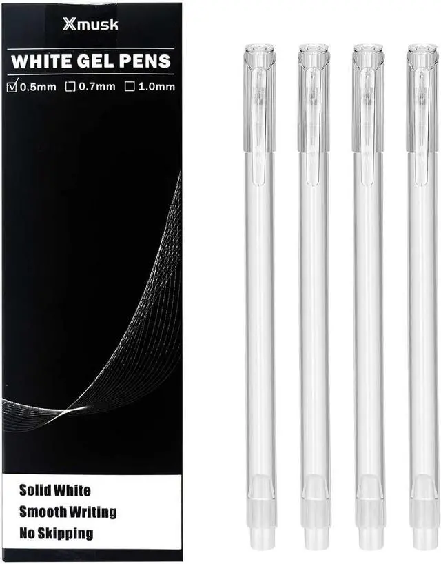 Main image of 4 Pack White Gel Pens with 0.5mm Fine Tip for Black Paper Drawing