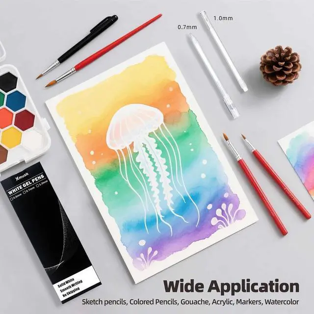 Alt view image 4 of 7 - 4 Pack White Gel Pens with 0.5mm Fine Tip for Black Paper Drawing