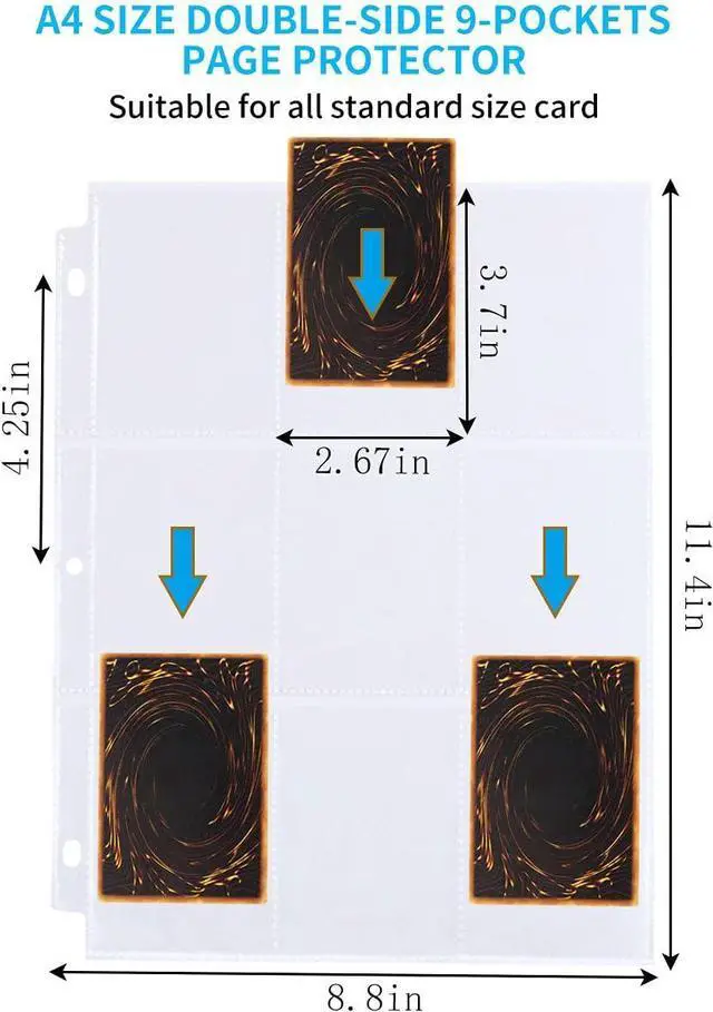 Alt view image 2 of 7 - 9 Pocket Page Protector - 648 Pockets Premium Double Side Trading Card Sleeves Pages for 3 Ring Binder, Standard Size Card Sheets Protectors