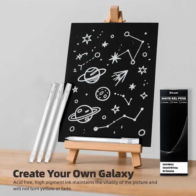 Alt view image 3 of 7 - 4 Pack White Gel Pens with 0.5mm Fine Tip for Black Paper Drawing