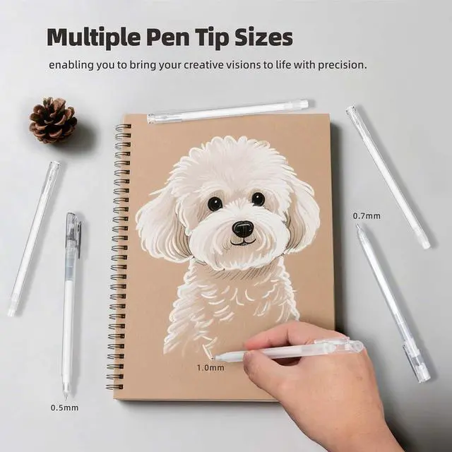 Alt view image 7 of 7 - 4 Pack White Gel Pens with 0.5mm Fine Tip for Black Paper Drawing