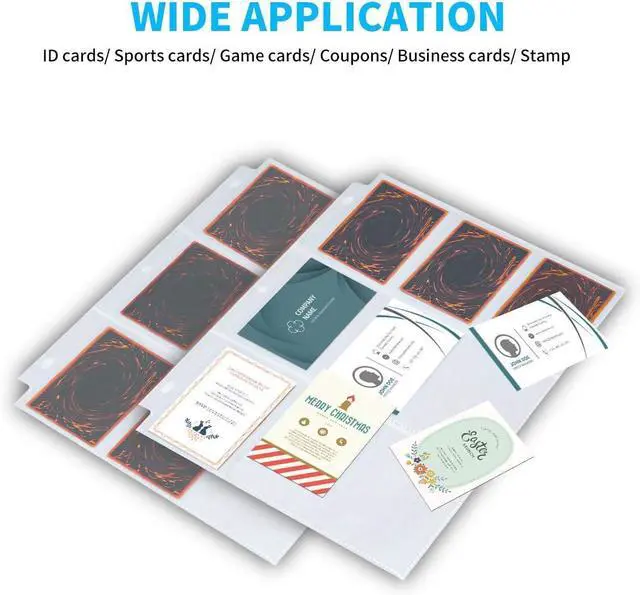 Alt view image 5 of 7 - 9 Pocket Page Protector - 648 Pockets Premium Double Side Trading Card Sleeves Pages for 3 Ring Binder, Standard Size Card Sheets Protectors