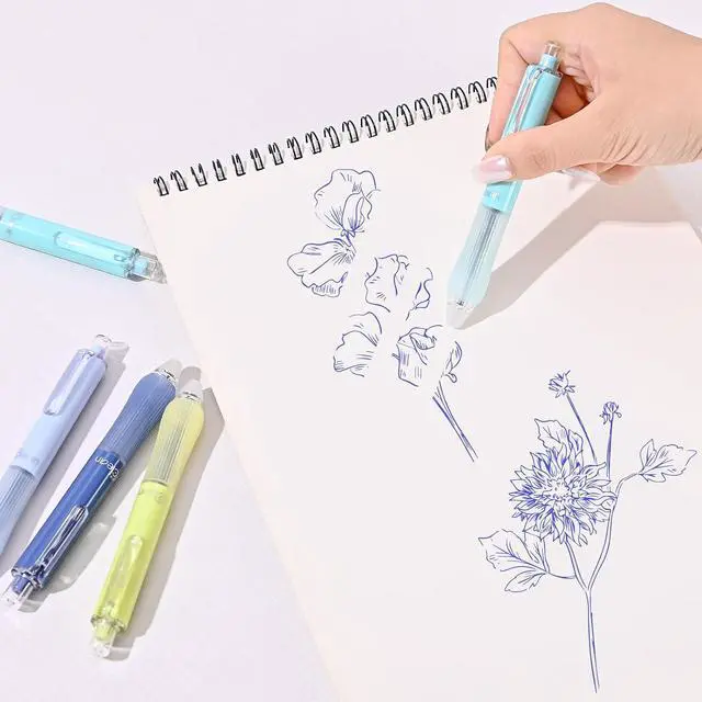 Alt view image 4 of 7 - Temiary 4 Pcs Retractable Erasable Gel Pens & 10 Pcs Refills, Blue Ink | Quick Dry Ink Pen with Eraser, 0.5mm Fine Point Smooth Writing for Back to School Office Supplies