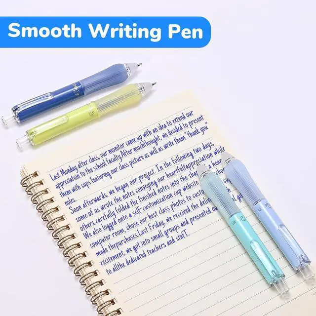 Alt view image 5 of 7 - Temiary 4 Pcs Retractable Erasable Gel Pens & 10 Pcs Refills, Blue Ink | Quick Dry Ink Pen with Eraser, 0.5mm Fine Point Smooth Writing for Back to School Office Supplies