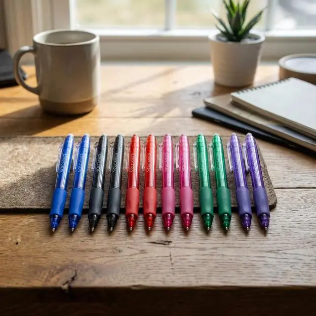 Alt view image 6 of 7 - Volcanics Clicker Erasable Gel Pens, 12 Pack, 6 Colors | 0.7mm Fine Point