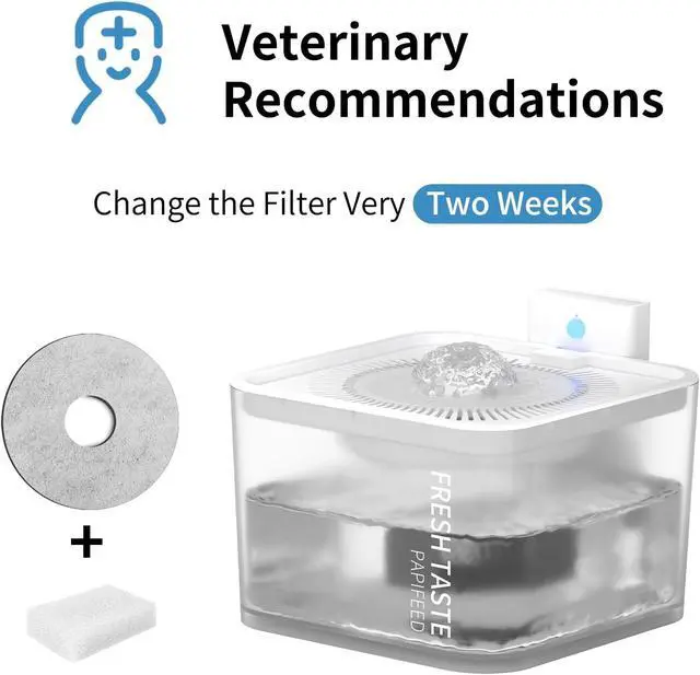 Alt view image 2 of 6 - PAPIFEED 5 Pack Replacement Filters & 2 Pack Replacement Pre-Filter Sponges for 84oz/2.5L Induction Cat Water Fountain Automatic Pet Dispenser