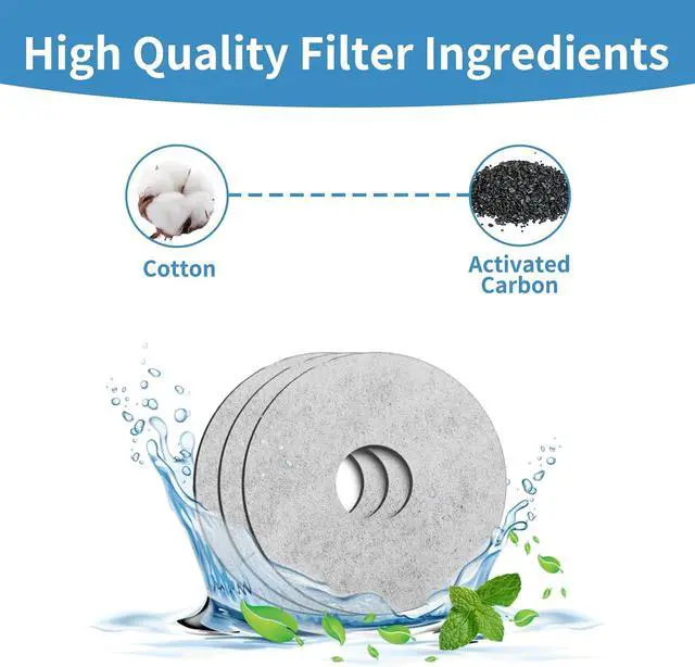 Alt view image 3 of 6 - PAPIFEED 5 Pack Replacement Filters & 2 Pack Replacement Pre-Filter Sponges for 84oz/2.5L Induction Cat Water Fountain Automatic Pet Dispenser