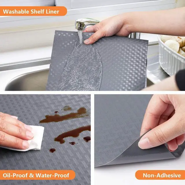 Alt view image 4 of 7 - Shelf Liners for Kitchen Cabinets Non Adhensive,Gray 11.8"× 59" | Non Adhesive,Waterproof,Non Slip,EVA Material,Washable,Easy to Cut, As Kitchen Shelf Drawer Cupboard liner Refrigerator Mat