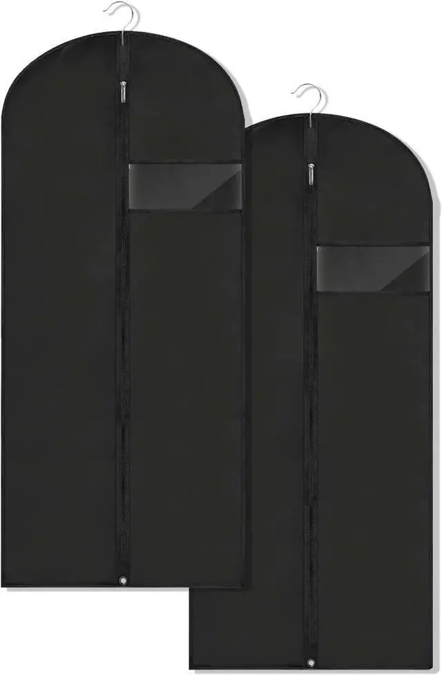 Main image of Garment Bags for Hanging Clothes, 45'' Suit Bag Cover for Storage and Travel, Dress Bags for Gowns Long, 2 Pack (Black)
