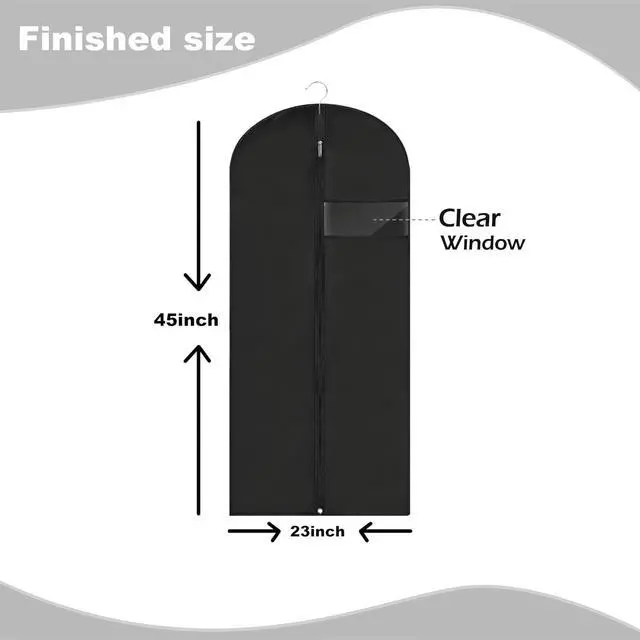 Alt view image 2 of 6 - Garment Bags for Hanging Clothes, 45'' Suit Bag Cover for Storage and Travel, Dress Bags for Gowns Long, 2 Pack (Black)