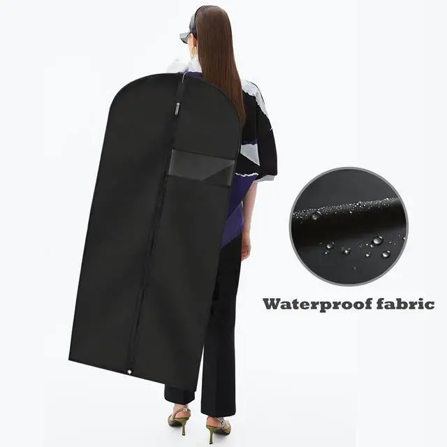 Alt view image 6 of 6 - Garment Bags for Hanging Clothes, 45'' Suit Bag Cover for Storage and Travel, Dress Bags for Gowns Long, 2 Pack (Black)