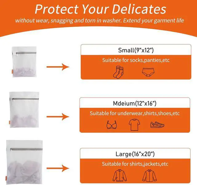Alt view image 2 of 6 - Polecasa Mesh Laundry Bags 3 Pack (Large, Medium, Small) | Delicate Clothes Protection, #5 Auto-Lock Zipper, Tear Resistant Fine Mesh, Anti Snag Design, Washing Machine & Dryer Safe