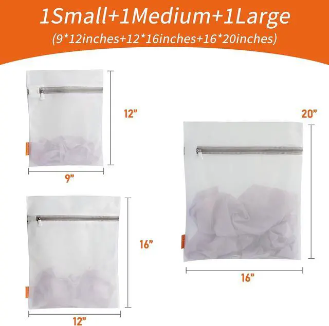 Alt view image 6 of 6 - Polecasa Mesh Laundry Bags 3 Pack (Large, Medium, Small) | Delicate Clothes Protection, #5 Auto-Lock Zipper, Tear Resistant Fine Mesh, Anti Snag Design, Washing Machine & Dryer Safe