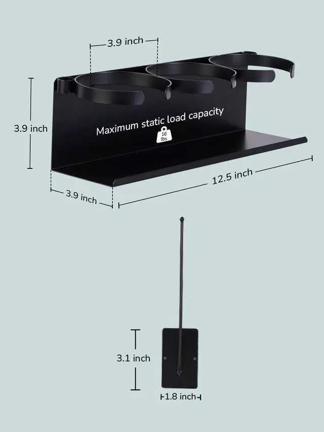 Alt view image 2 of 7 - HAMARA Fiber Steel Magnetic Stanley Cup Holder for Fridge 2-Pack Tumbler & Lid Organizer, Heavy-Duty Water Bottle Storage, Kitchen & Pantry Organizer for Stanley Cup Accessories (Black)