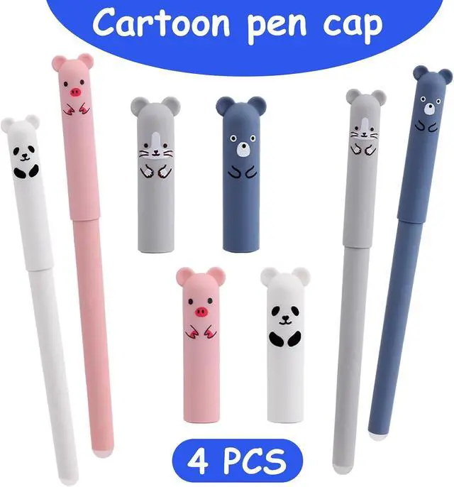 Alt view image 4 of 7 - 0.4mm Erasable Gel Pens,12 Pack Cute Cartoon Animal Rollerball Gel Ink Pens Refillable Pens for Adult Writing Kids Calligraphy Note Taking (12 Blue Ink)