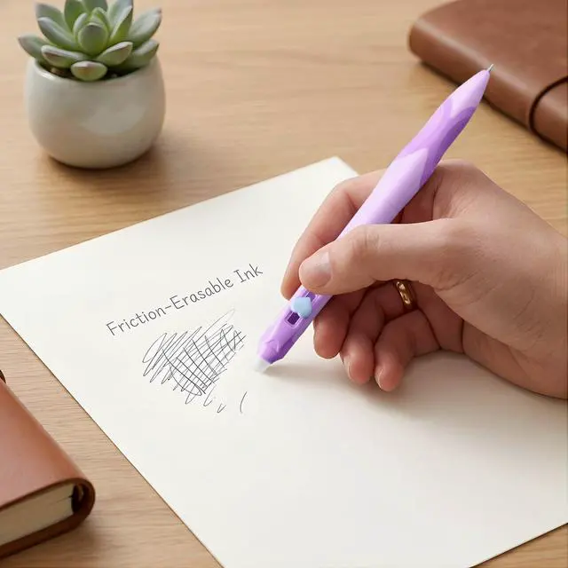 Alt view image 4 of 7 - 4Pcs Retractable Erasable Gel Pens, Fine Point 0.5mm Black Ink Pen with EraserComfort Grip for Smooth Writing Note Taking Marking Planner Crossword Puzzles (Black Ink)