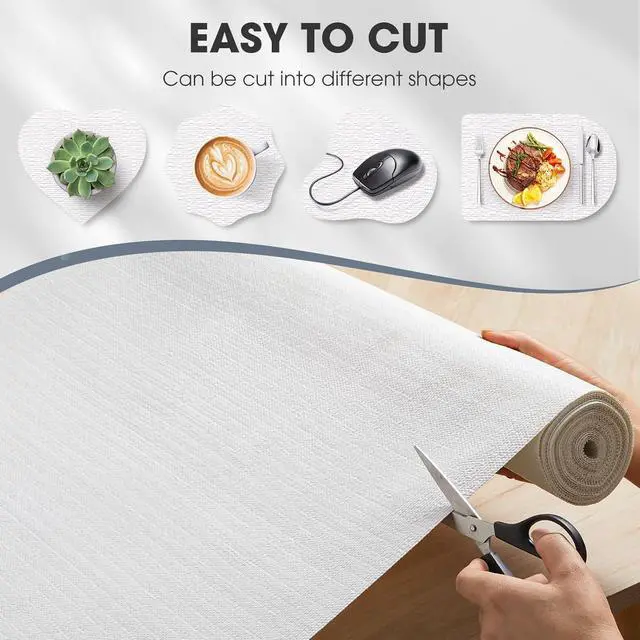 Alt view image 4 of 7 - Drawer and Shelf Liner for Kitchen Cabinets, White, 12IN X 10FT | Non-Adhesive, Easy to Cut, Non-Slip, Waterproof, Surface Protection, Decorative, Cupboard, Bathroom, Closets