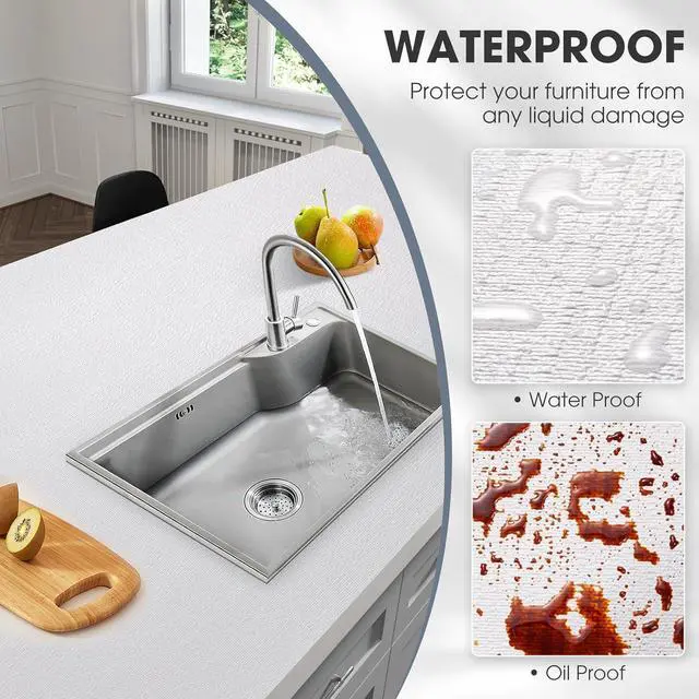 Alt view image 5 of 7 - Drawer and Shelf Liner for Kitchen Cabinets, White, 12IN X 10FT | Non-Adhesive, Easy to Cut, Non-Slip, Waterproof, Surface Protection, Decorative, Cupboard, Bathroom, Closets