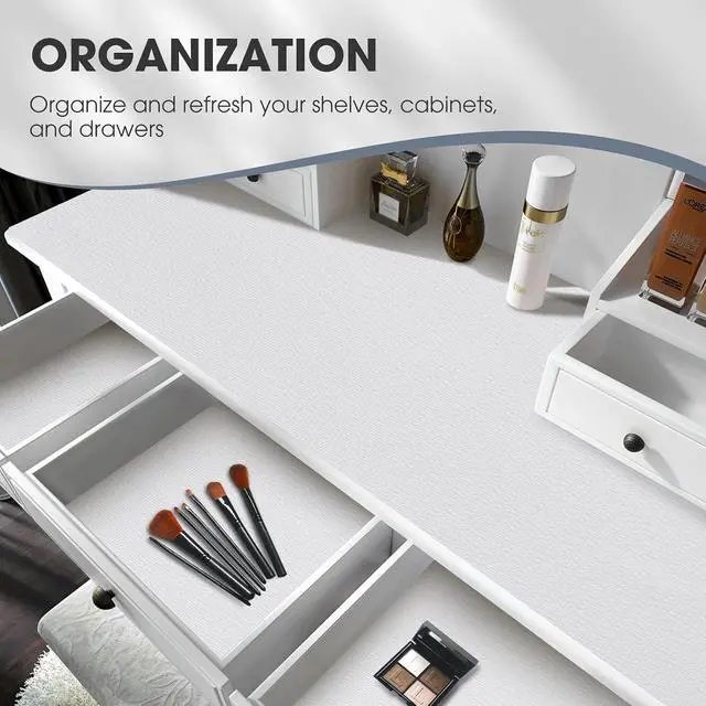 Alt view image 7 of 7 - Drawer and Shelf Liner for Kitchen Cabinets, White, 12IN X 10FT | Non-Adhesive, Easy to Cut, Non-Slip, Waterproof, Surface Protection, Decorative, Cupboard, Bathroom, Closets