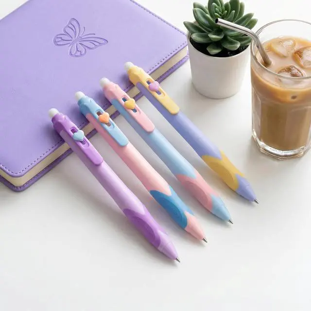 Alt view image 7 of 7 - 4Pcs Retractable Erasable Gel Pens, Fine Point 0.5mm Black Ink Pen with EraserComfort Grip for Smooth Writing Note Taking Marking Planner Crossword Puzzles (Black Ink)