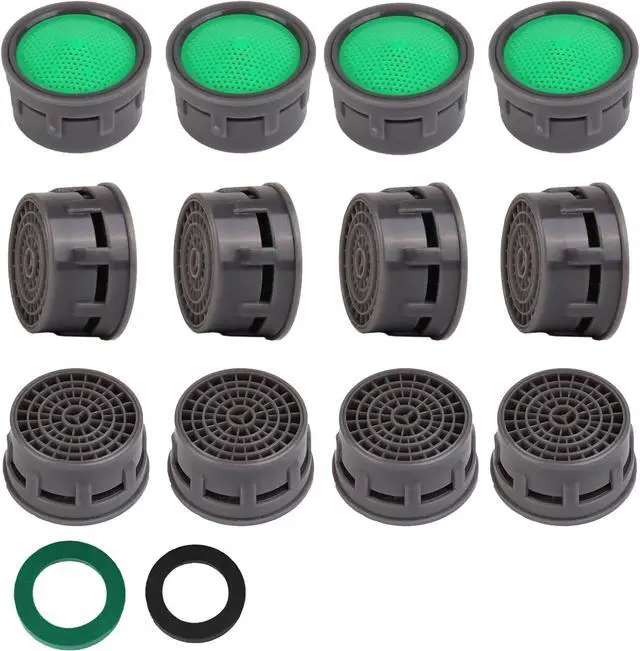 Main image of SHAP+ Faucet Aerator, Flow Restrictor Insert, Sink Aerator Replacement Parts for Bathroom or Kitchen Sink Faucet Filter, Fit for Internal and External Thread Faucet Aerators, with Washer (12pcs)