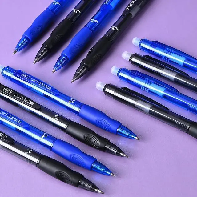 Alt view image 6 of 7 - BAYTORY 16Pcs Black & Blue Retractable Erasable Pens with Eraser Clear | 0.5mm Fine Point Gel Ink Pen, Smooth Writing Comfortable to Use for Taking Marking Planner Crossword Puzzles