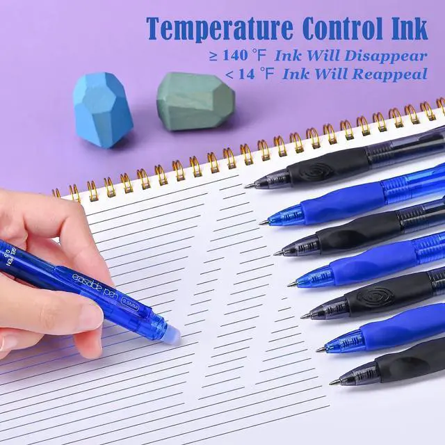 Alt view image 5 of 7 - BAYTORY 16Pcs Black & Blue Retractable Erasable Pens with Eraser Clear | 0.5mm Fine Point Gel Ink Pen, Smooth Writing Comfortable to Use for Taking Marking Planner Crossword Puzzles