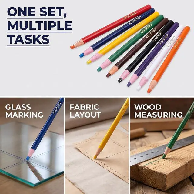 Alt view image 3 of 7 - 9 Pcs Assorted Colors Peel-Off China Marker Grease Wax Pencils for Glass, Garments, Cellophane, Fabric, Wood, Metal, Art Crayons Marking Pencils Paper-Wrapped Painting Pen for Drawing Coloring