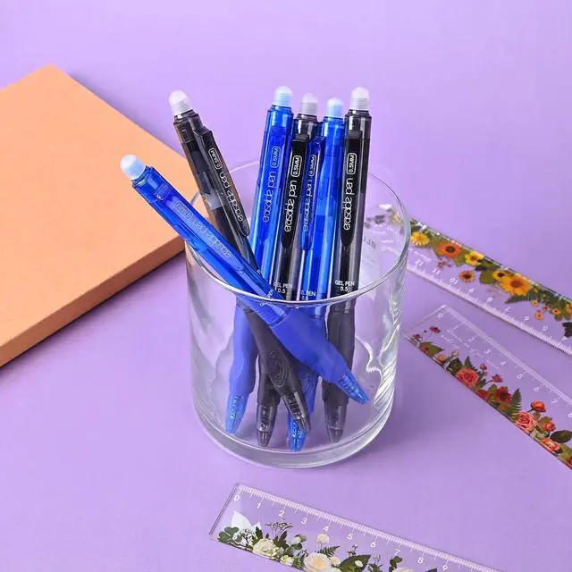 Alt view image 7 of 7 - BAYTORY 16Pcs Black & Blue Retractable Erasable Pens with Eraser Clear | 0.5mm Fine Point Gel Ink Pen, Smooth Writing Comfortable to Use for Taking Marking Planner Crossword Puzzles