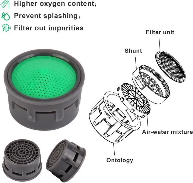 Alt view image 4 of 7 - SHAP+ Faucet Aerator, Flow Restrictor Insert, Sink Aerator Replacement Parts for Bathroom or Kitchen Sink Faucet Filter, Fit for Internal and External Thread Faucet Aerators, with Washer (12pcs)