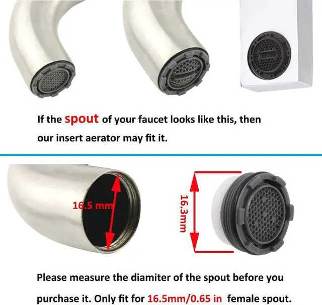 Alt view image 3 of 6 - 1.2GPM Faucet Replacement Part Insert Filter, Restrictor Aerator, 16.5mm/0.65Inch, 4 Pack