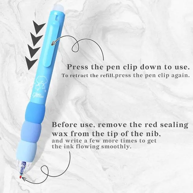 Alt view image 4 of 7 - Temiary 18Pcs Erasable Gel Pens Black & Blue Ink, 8 Pens &10Refills, Blue | Pens & Refills, Cartoon Smooth Writing Pen, 0.5 mm Black & Blue Ink Pen, Office School Pen Supplies