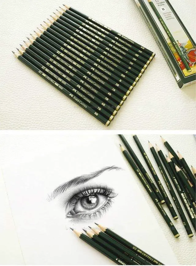 Alt view image 4 of 6 - Faber-Castell Castell 9000 Graphite Pencils, 8B Pre-Sharpened for Sketching, Shading, and Drawing, Box of 12