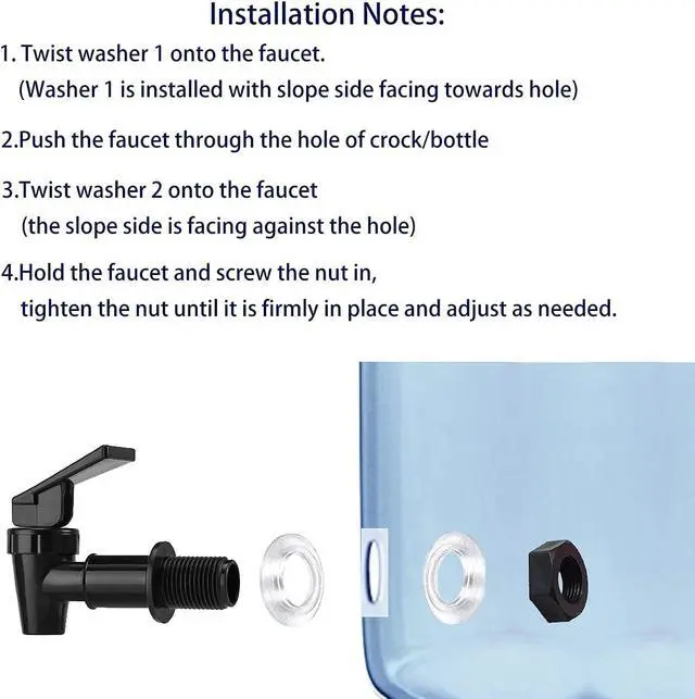 Alt view image 6 of 7 - HUI NING Water Spigot,BPA Free Plastic Spigot, Universal Replacement Faucet for 5 gallon bucket, Wine Barrels, Water Cooler Filtration Systems and filter water pitcher(2 White)