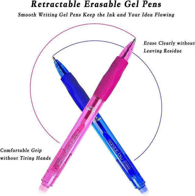 Alt view image 2 of 7 - 12Pcs Colored Erasable Gel Pens, Fine Point 0.5 mm (Multicolor) | Quick-Drying, Comfort Grip Writing Pens for School, Office, Exams