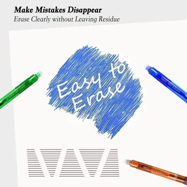 Alt view image 3 of 7 - 12Pcs Colored Erasable Gel Pens, Fine Point 0.5 mm (Multicolor) | Quick-Drying, Comfort Grip Writing Pens for School, Office, Exams