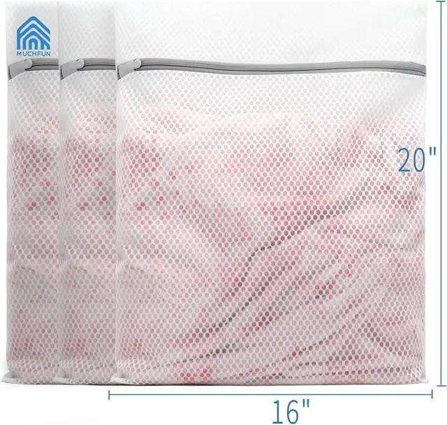 Alt view image 4 of 6 - Muchfun 3Pcs Durable Honeycomb Mesh Laundry Bags for Delicates 16x20 Inches | (3 Large)