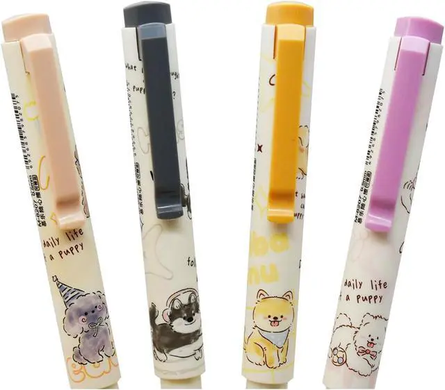 Alt view image 4 of 7 - Maydahui 8Pcs Cartoon Dog Gel Pens Erasable Blue Ink Retractable Puppy Pen | Cute Dog Samoy Shiba Inu Eraserable Pen 0.5mm ST Nib with Soft Sponge Grip Portable Pen Clip for Drawing Writing Planning