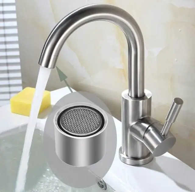 Alt view image 5 of 7 - 4 Piece Kitchen and Bathroom Faucet Aerators, 2 Pcs Aerator Filter Replacement Parts with Brass Housing 55/64" 22mm Female Bathroom Aerator Faucet Filter with Washer for Kitchen and Bathroom