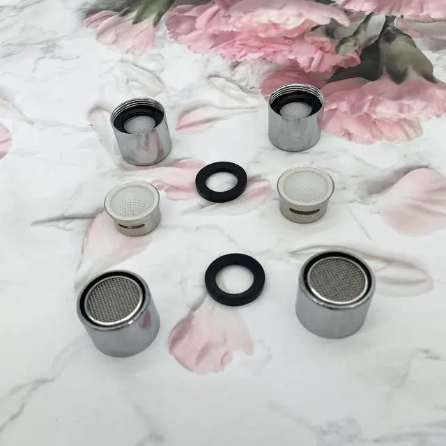 Alt view image 6 of 7 - 4 Piece Kitchen and Bathroom Faucet Aerators, 2 Pcs Aerator Filter Replacement Parts with Brass Housing 55/64" 22mm Female Bathroom Aerator Faucet Filter with Washer for Kitchen and Bathroom