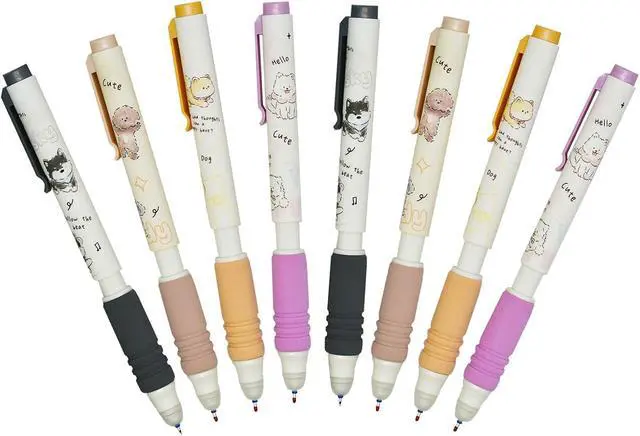 Alt view image 7 of 7 - Maydahui 8Pcs Cartoon Dog Gel Pens Erasable Blue Ink Retractable Puppy Pen | Cute Dog Samoy Shiba Inu Eraserable Pen 0.5mm ST Nib with Soft Sponge Grip Portable Pen Clip for Drawing Writing Planning