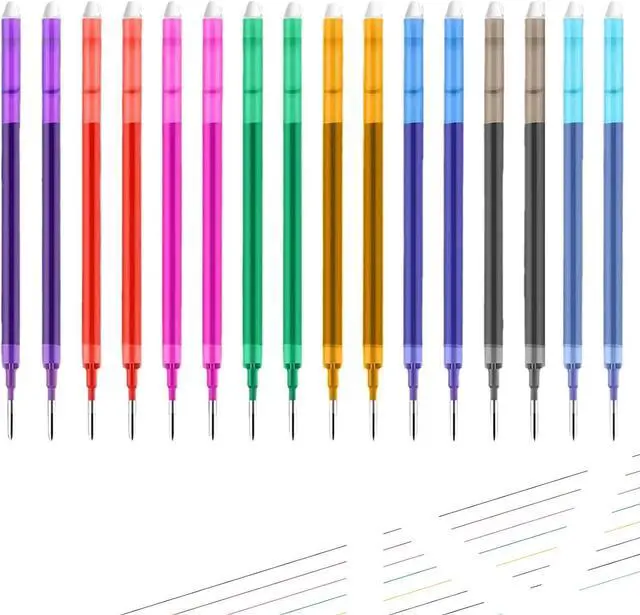 Main image of 0.7 mm Erasable Gel Ink Pen Refills Compatible with Frixion Friction, Smooth Writing Multicolor Retractable Fine Point Pen Refill for School Office Home Art (8 Colors, 16)