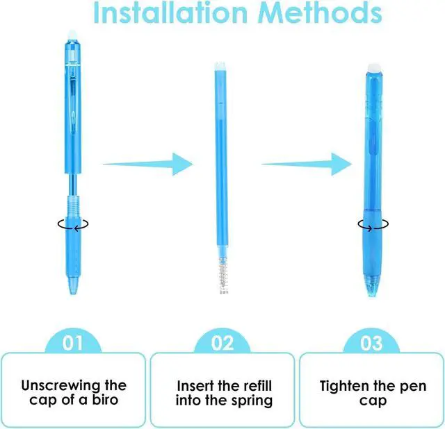 Alt view image 4 of 7 - 0.7 mm Erasable Gel Ink Pen Refills Compatible with Frixion Friction, Smooth Writing Multicolor Retractable Fine Point Pen Refill for School Office Home Art (8 Colors, 16)