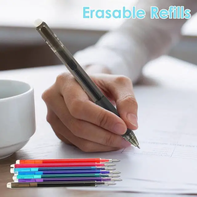 Alt view image 5 of 7 - 0.7 mm Erasable Gel Ink Pen Refills Compatible with Frixion Friction, Smooth Writing Multicolor Retractable Fine Point Pen Refill for School Office Home Art (8 Colors, 16)