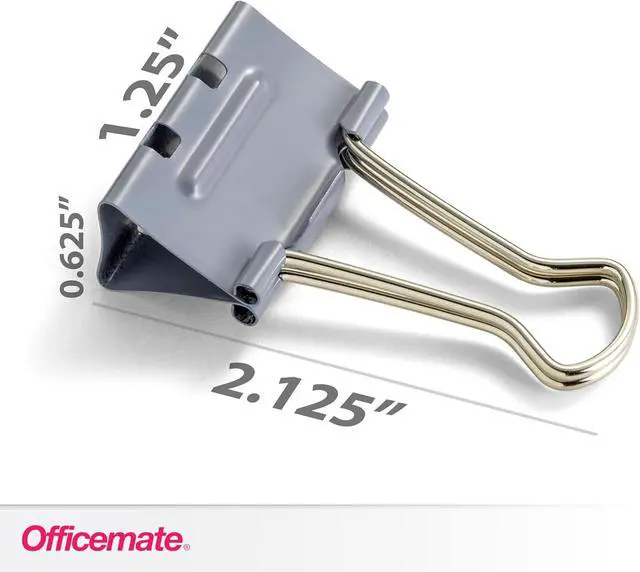 Alt view image 2 of 7 - Officemate EZ Binder Clips,Medium Size,12/Box,Gray (99250),(Pack of 2)