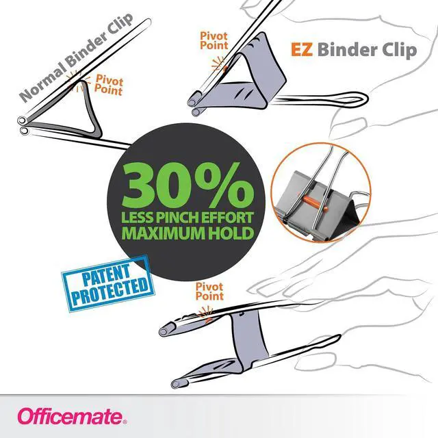 Alt view image 5 of 7 - Officemate EZ Binder Clips,Medium Size,12/Box,Gray (99250),(Pack of 2)