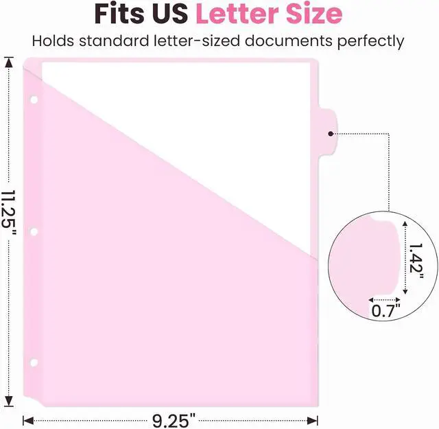 Alt view image 2 of 7 - Sooez 8-Tab Binder Dividers with Two Pockets, 8 Tabs Dividers for 3 Ring Binder Organizers, 3-Hole Plastic Sheets Protectors for US Letter Size, School, College, Office Supplies, Pastels, Set of 1