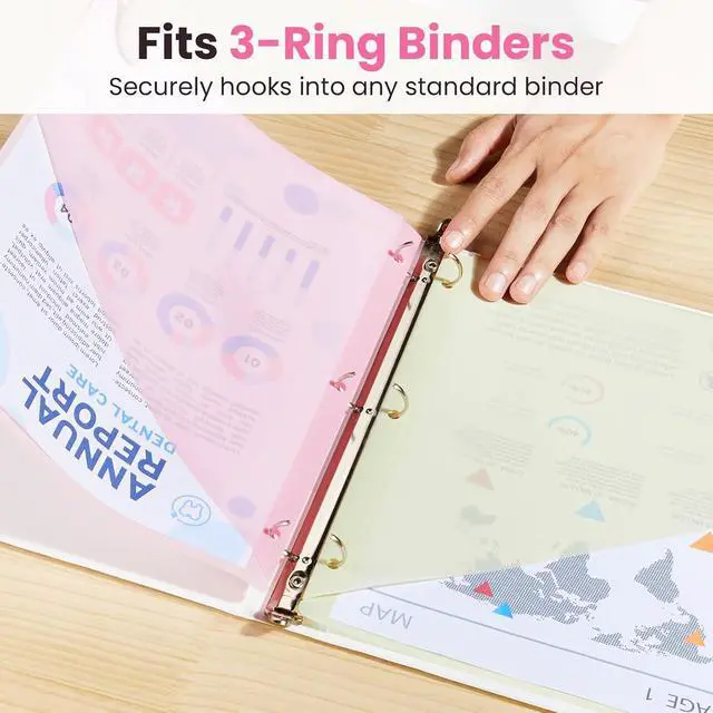 Alt view image 7 of 7 - Sooez 8-Tab Binder Dividers with Two Pockets, 8 Tabs Dividers for 3 Ring Binder Organizers, 3-Hole Plastic Sheets Protectors for US Letter Size, School, College, Office Supplies, Pastels, Set of 1