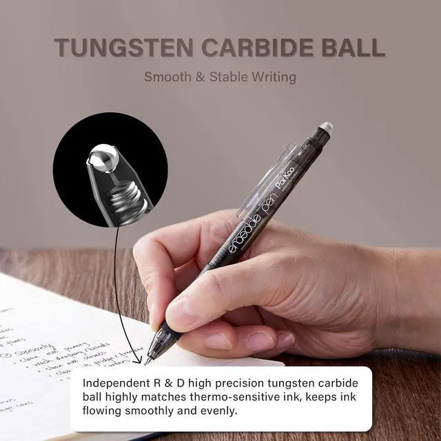 Alt view image 4 of 7 - ParKoo Retractable Erasable Gel Pens Clicker Fine Point 0.7 mm, Make Mistakes Disappear, 3 Black/3 Blue Ink Pens with 4 Bonus Refills for Drawing Writing Journaling and Crossword Puzzles